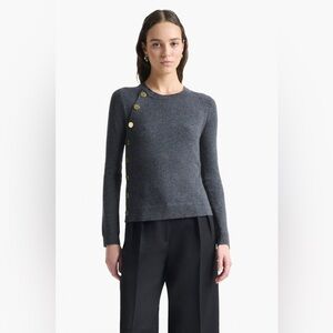 ALTUZARRA 100% Cashmere The Minamoto Knit Sweater in Carbon Melange Size XL NWT